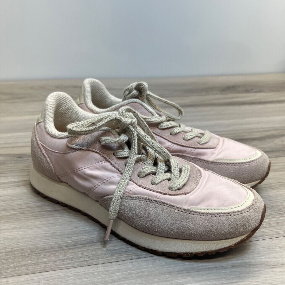 WODEN NELLIE Women's Pink Suede &‎ Nylon Soft Sneaker Shoes Size 7.5